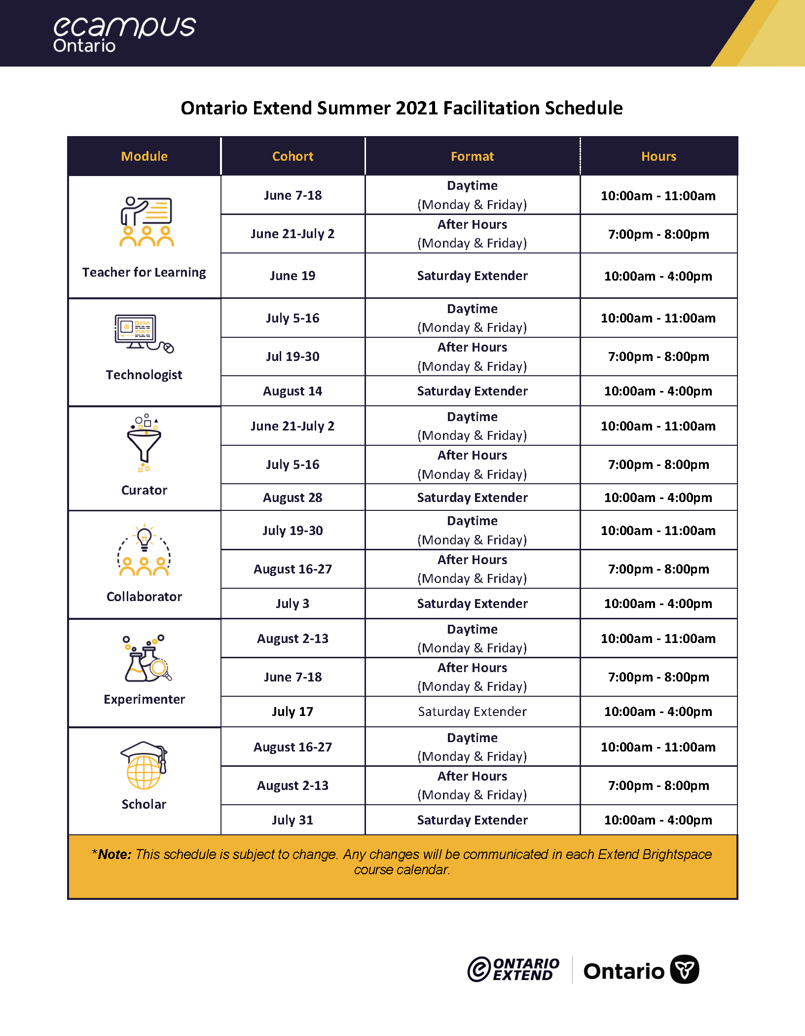 extend summer schedule 